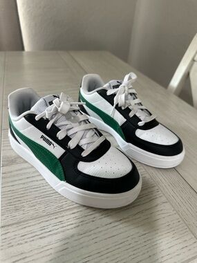 Puma White Black & Green Retro Low-Top Sneakers